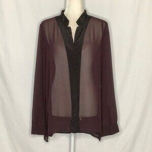 Sheer Button Down Blouse Size XL